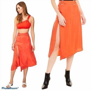 SUBOO  Red Orange Rocky Asymmetrical Skirt